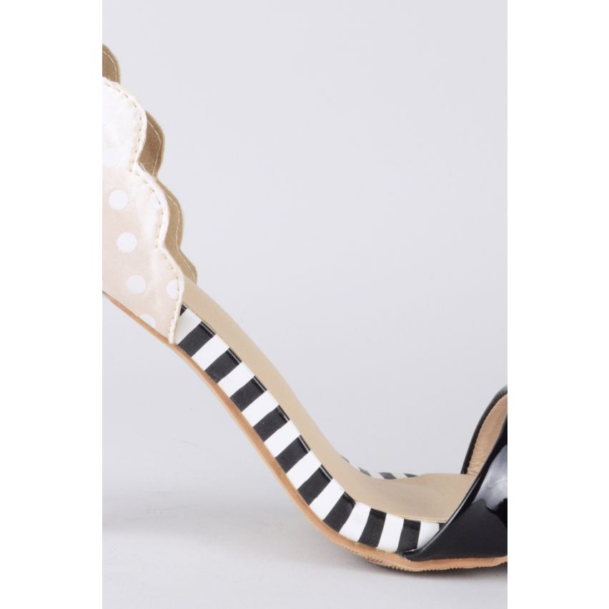 LMS Monochrome Stripe And Pink Polka Dot Pattern Heels