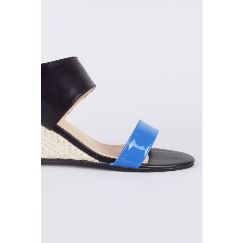 Sandales compensées Liège Lovemystyle avec bracelet noir et bleu