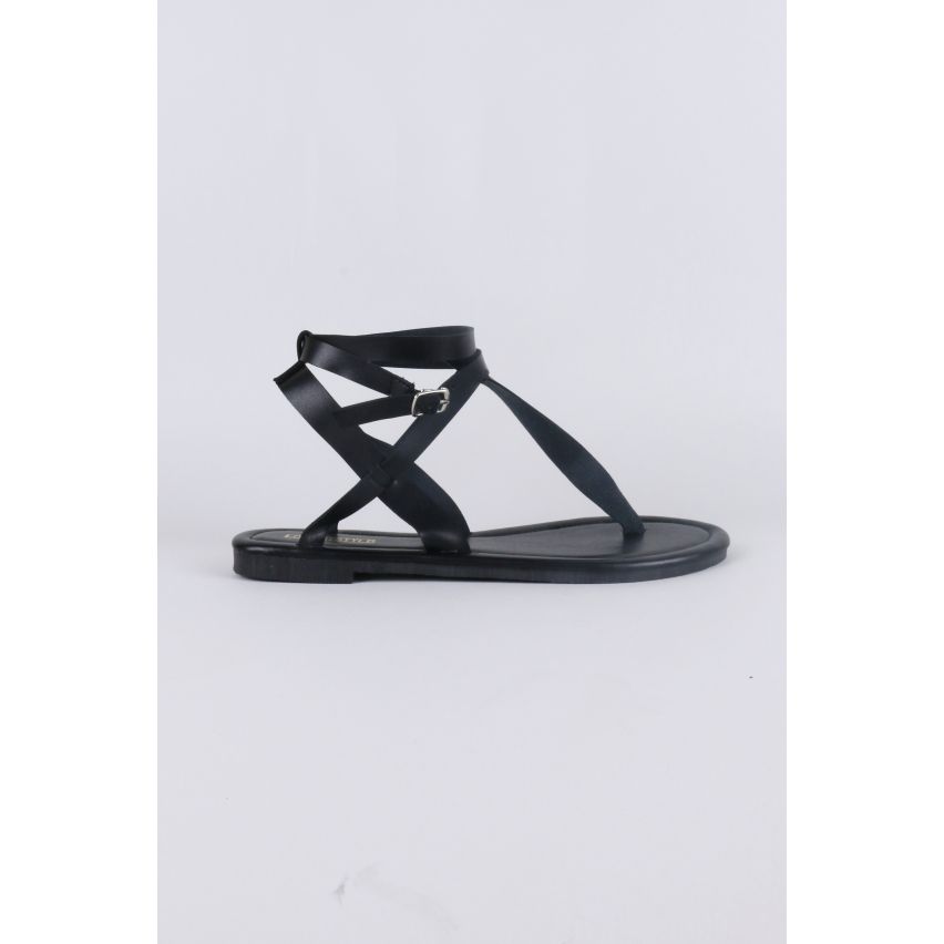 Lovemystyle noir Double sangle Gladiator Sandals