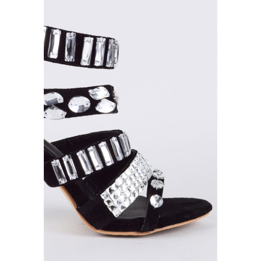 Lovemystyle All Over Gem Heels In Black