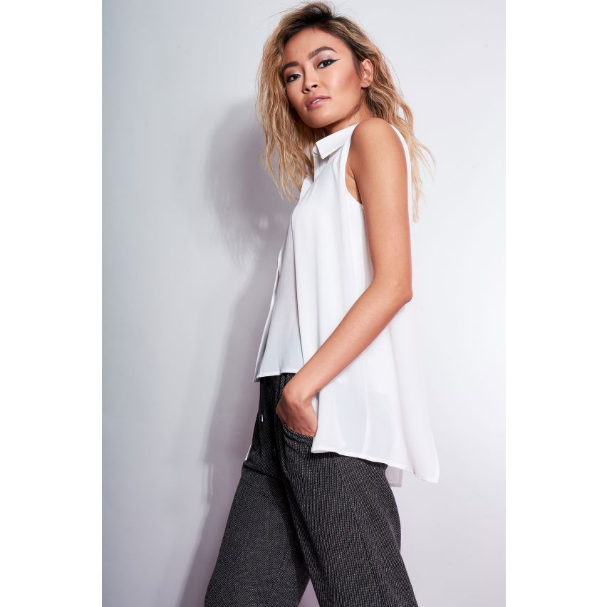 Blanc de London style asymétrique Layered Shirt avec Split retour