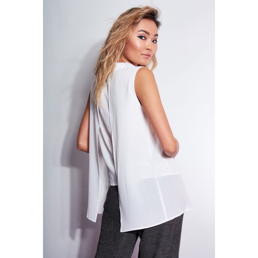 Blanc de London style asymétrique Layered Shirt avec Split retour