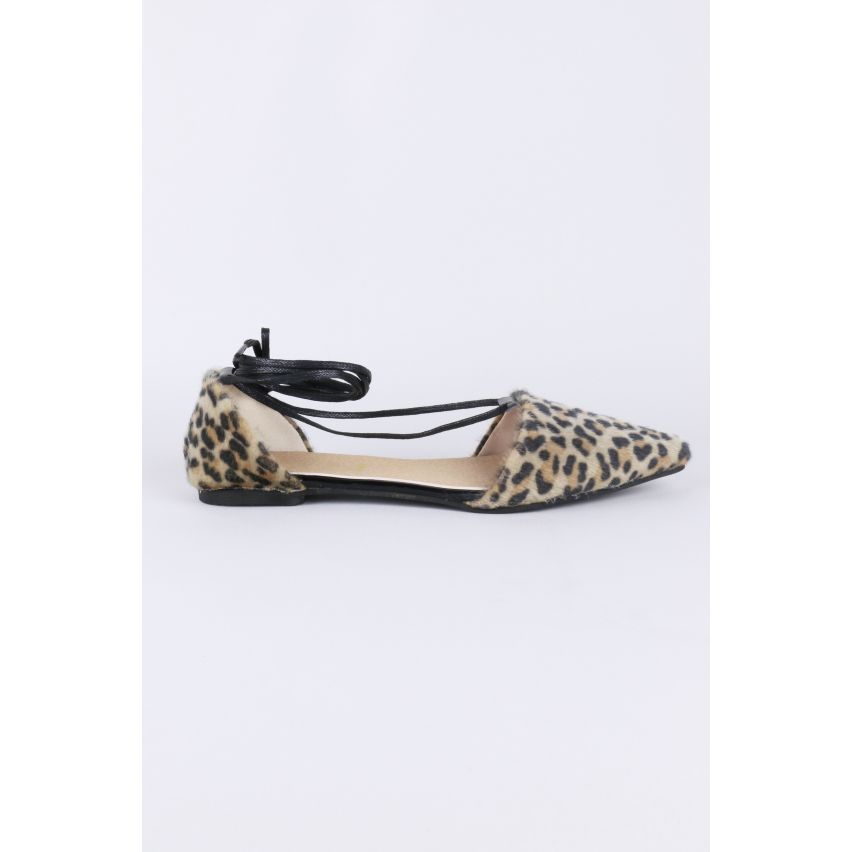 LMS Leopard Spitzen bis das Bein flach Spitzen Schuh