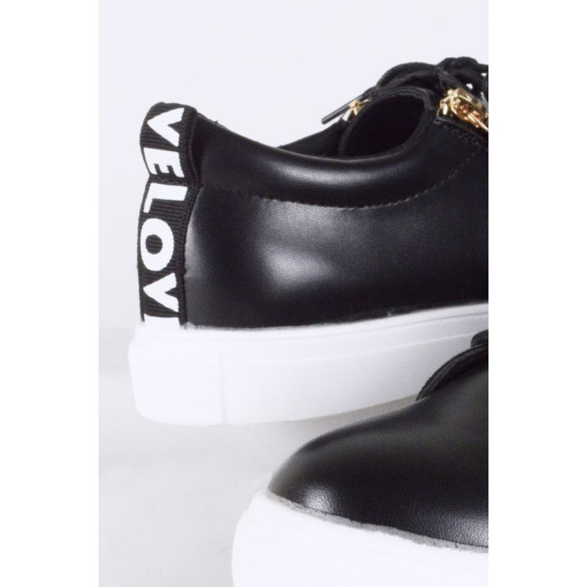 LMS-Black Lace Up Trainer mit Gold Zip und 