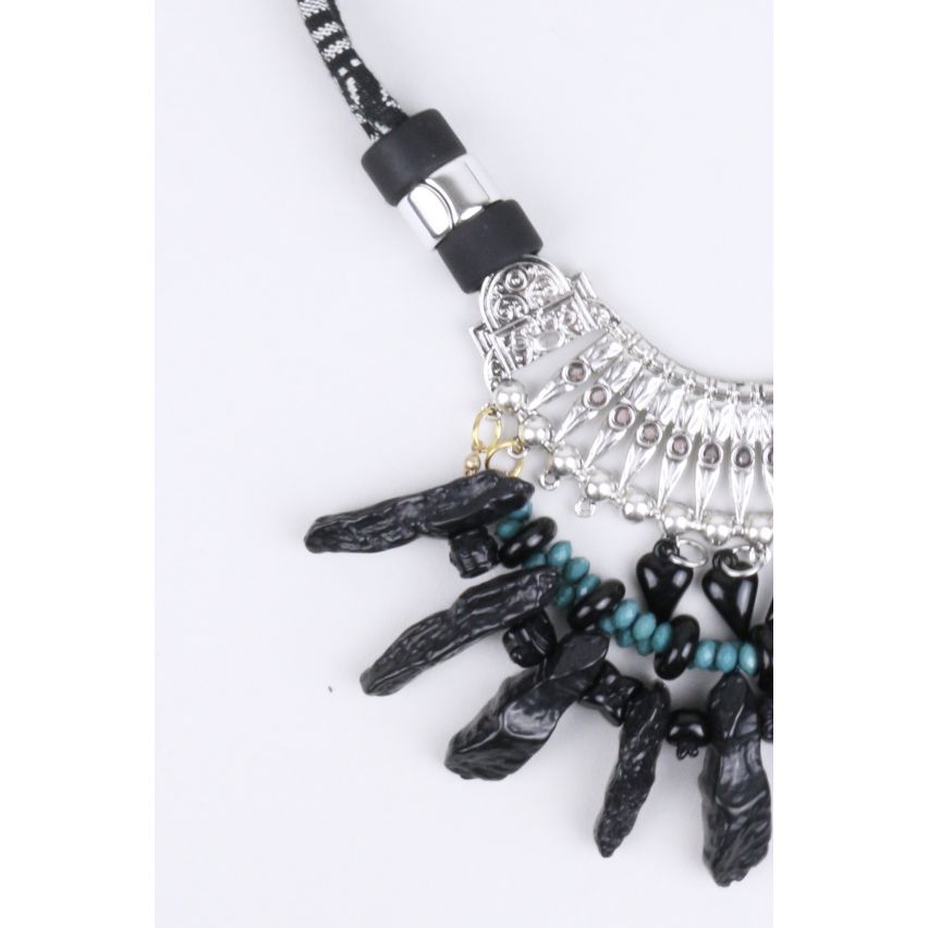 Lovemystyle Tribal Design Collier avec pierres noires et bleues