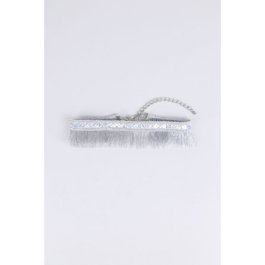 Lovemystyle argent perles collier avec détail de Fringe