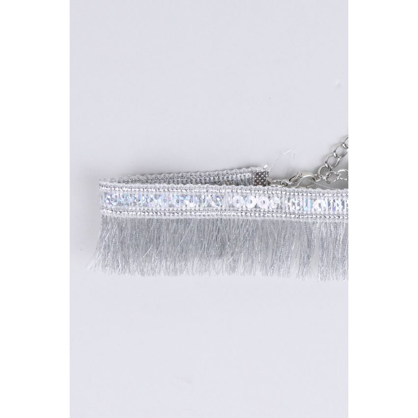 Lovemystyle argent perles collier avec détail de Fringe