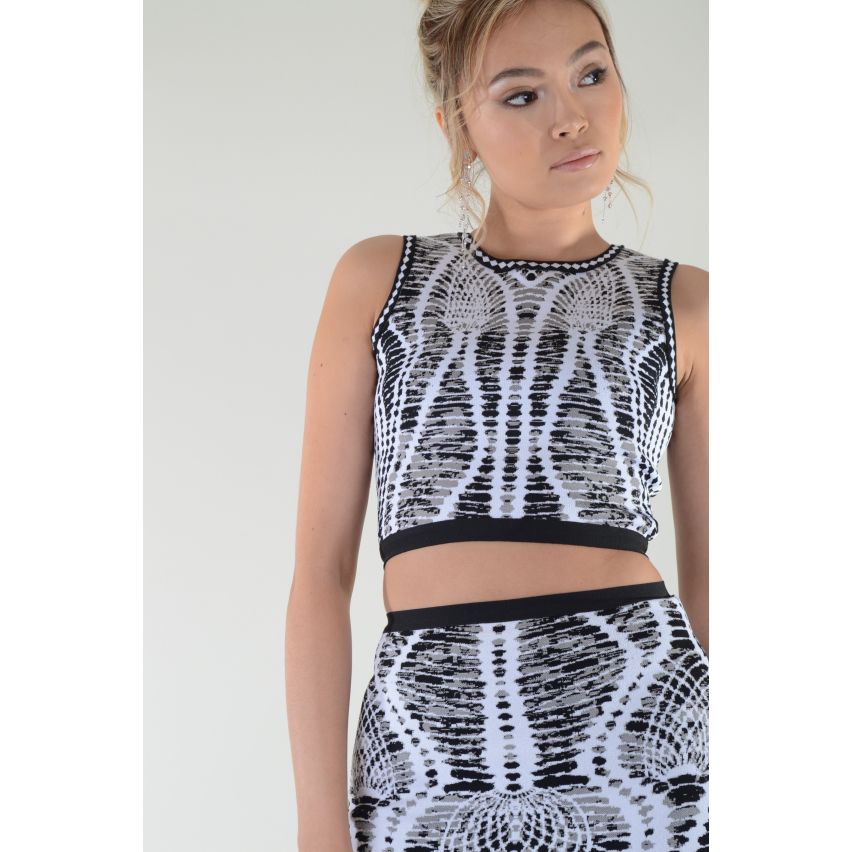 LMS schwarz und Creme gemustert Co-Ord mit Top und Rock