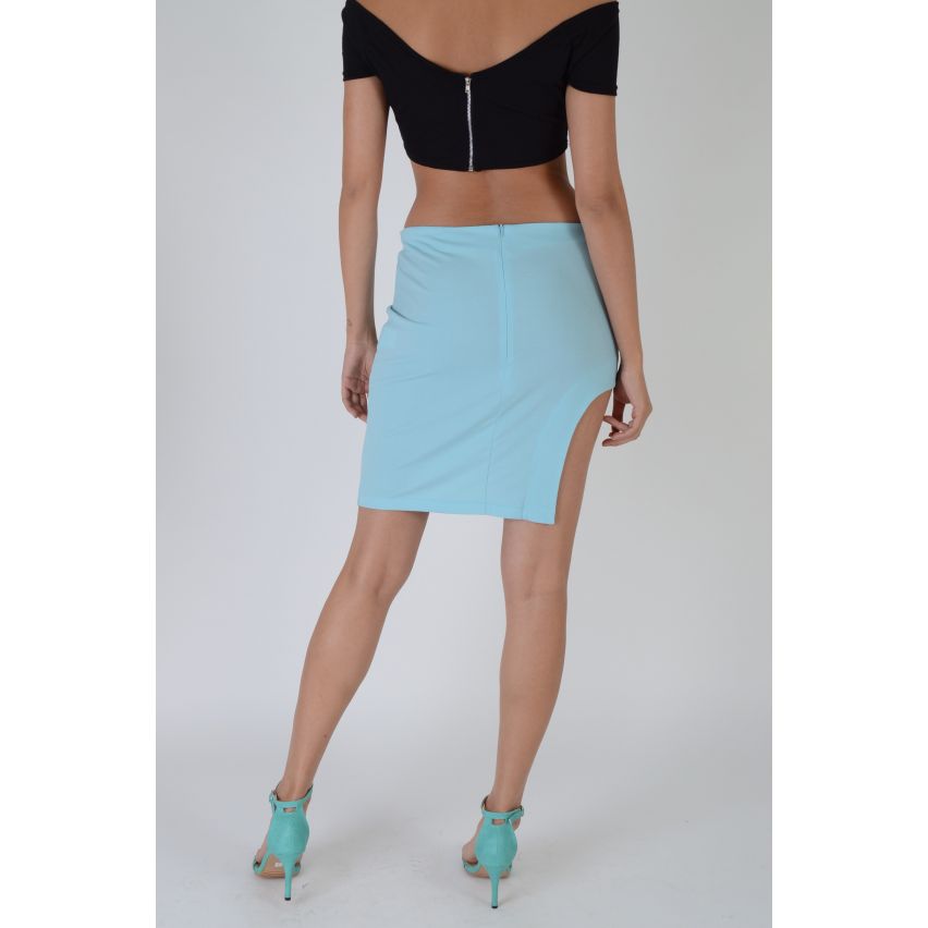 Jupe Bodycon Bleu Turquoise LMS avec ourlet courbe Split