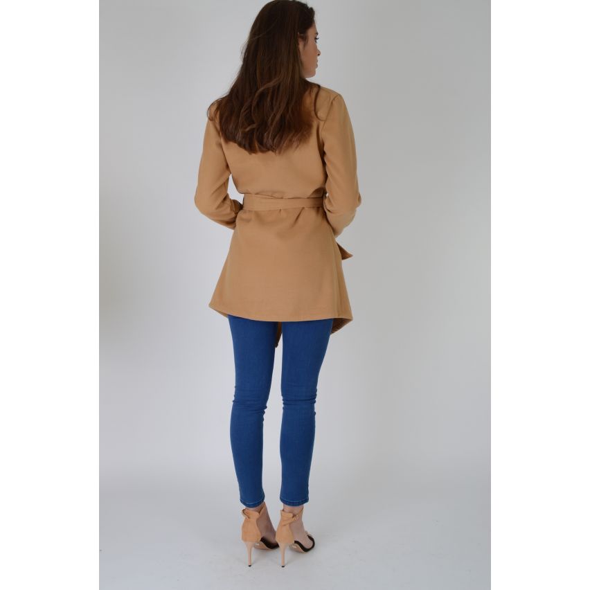 Lovemystyle Camel cascade veste avec ceinture cravate