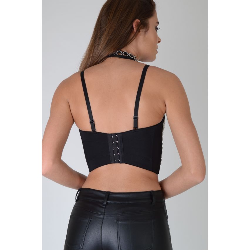 Lovemystyle noir structuré Bralet avec toute l’argent paillettes