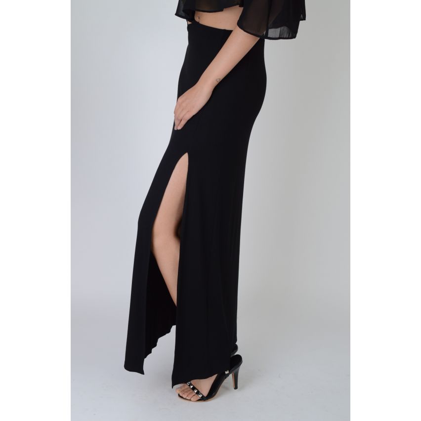 Jupe Maxi Lovemystyle noir avec Double côté Split