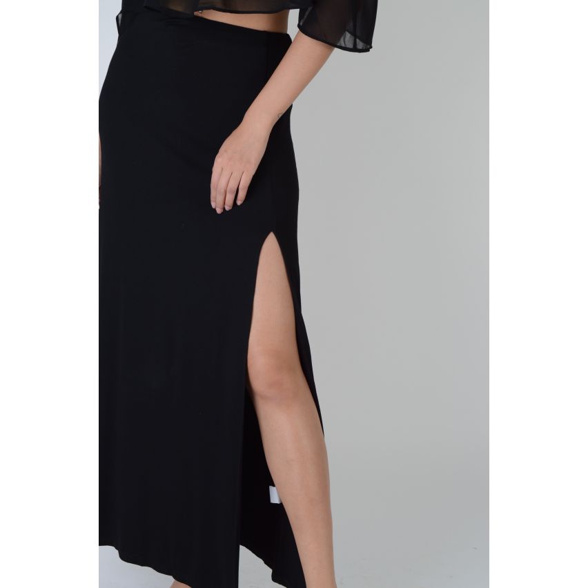 Jupe Maxi Lovemystyle noir avec Double côté Split