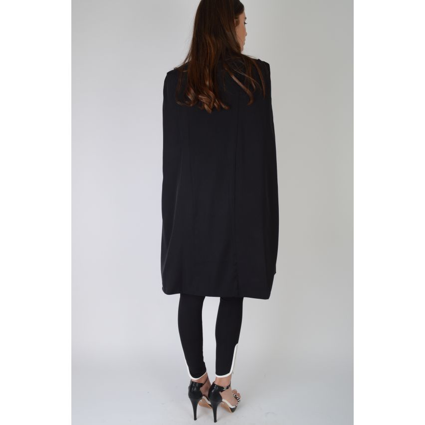 Lovemystyle Chic Blazer noir avec manches Cape fente