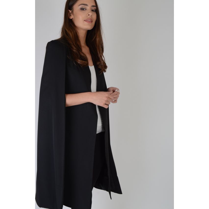 Lovemystyle Chic Blazer noir avec manches Cape fente