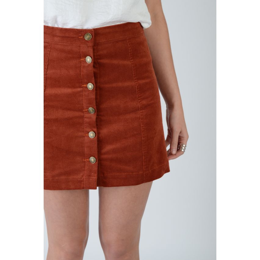 Bouton Lovemystyle par cordon Mini jupe en Orange brûlé