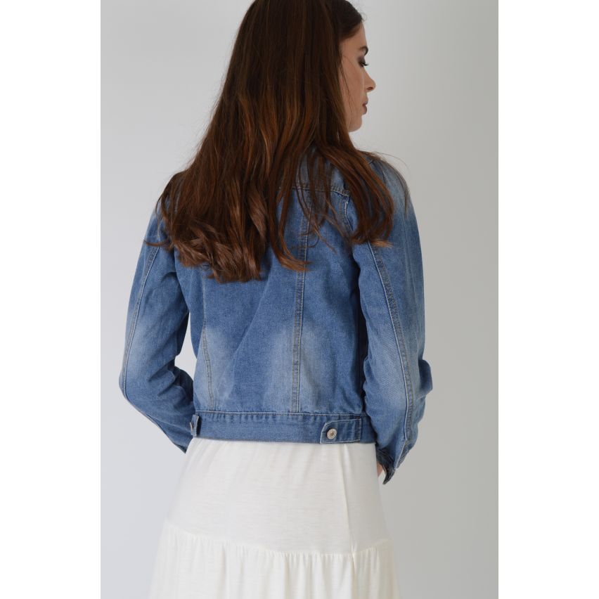 Lovemystyle lumière acide Wash recadrée veste en Jean