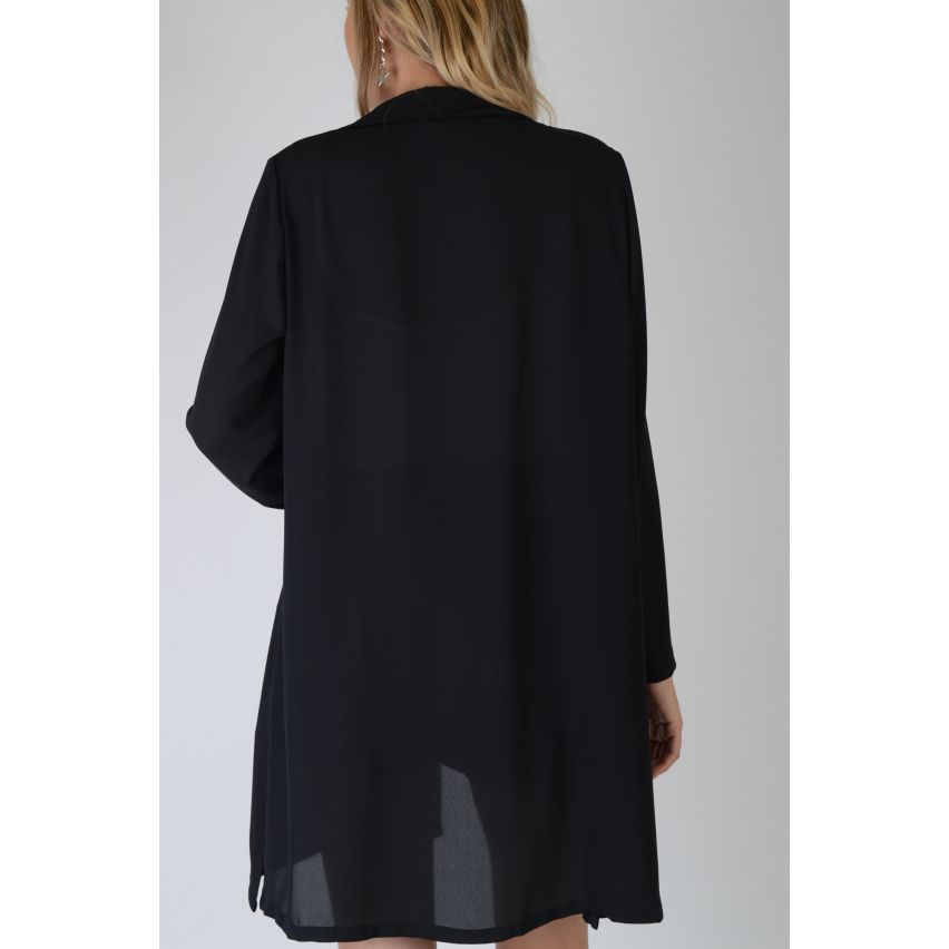 Lovemystyle Long Sleeve mince tricot veste Blazer noir