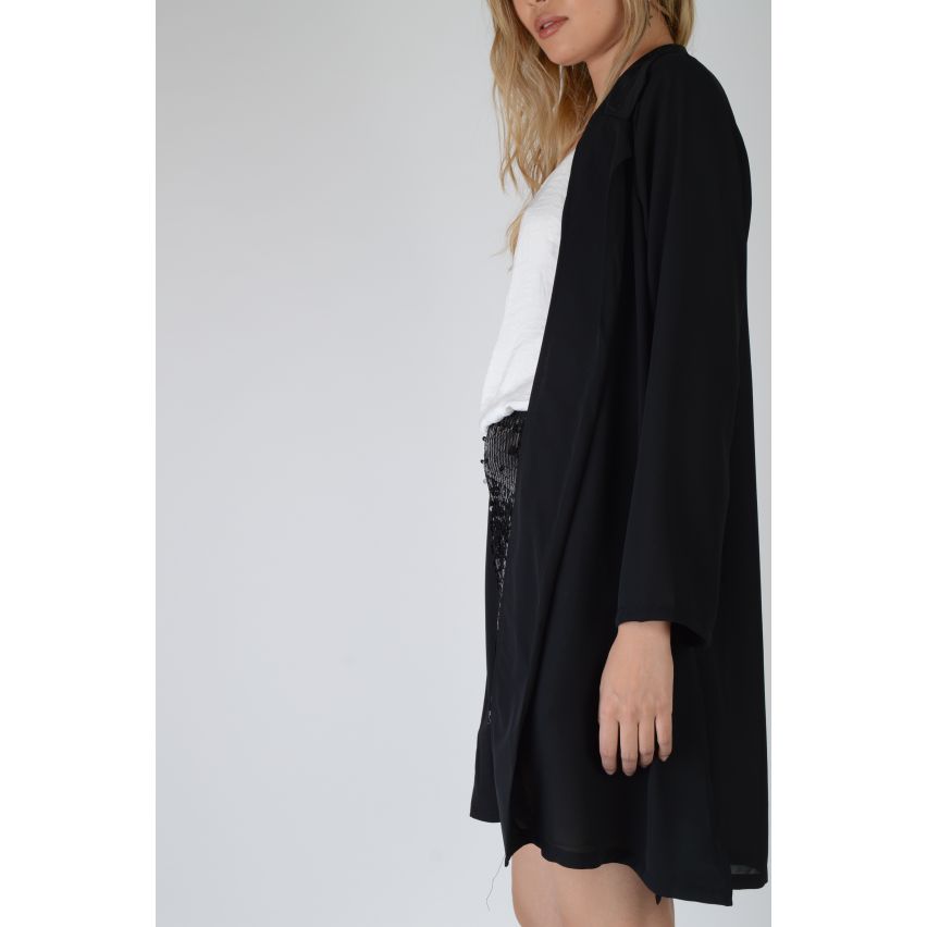 Lovemystyle Long Sleeve mince tricot veste Blazer noir