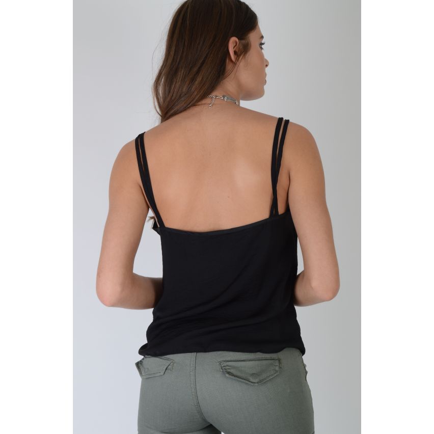 Black Lovemystyle Cami Vest Top avec Double sangle