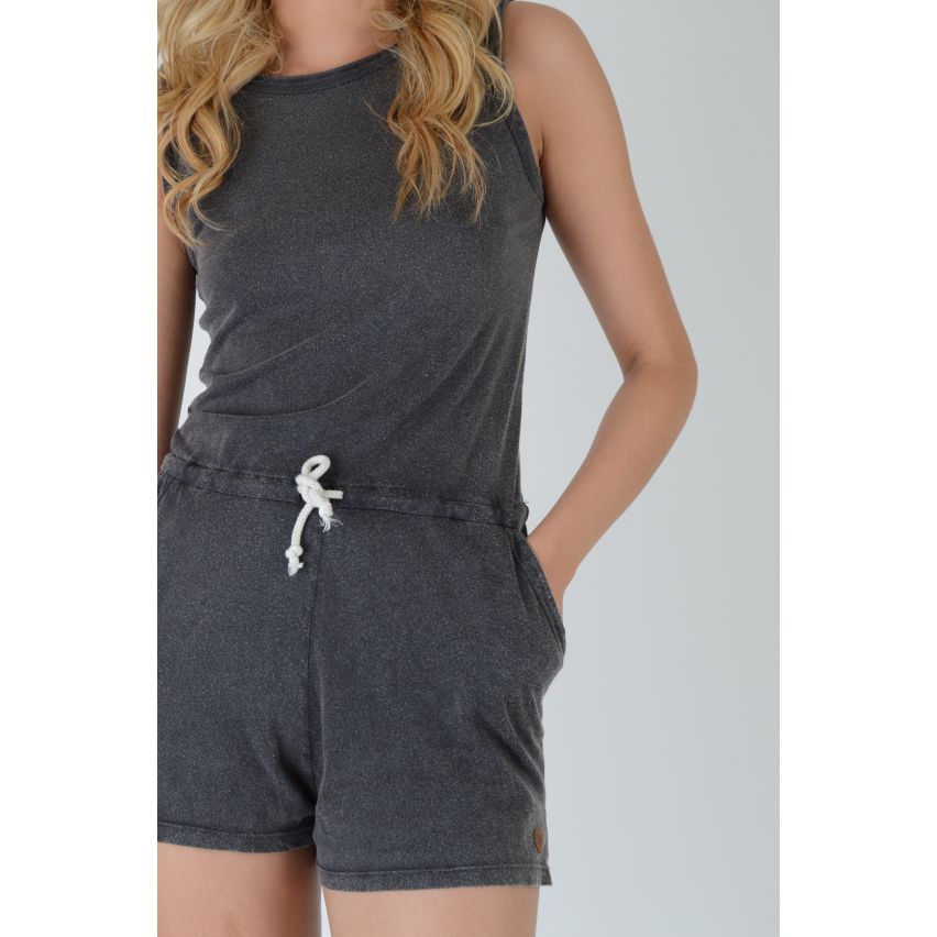 Double Agent Slate Grey Relaxed Fit Playsuit With Draw String Waist