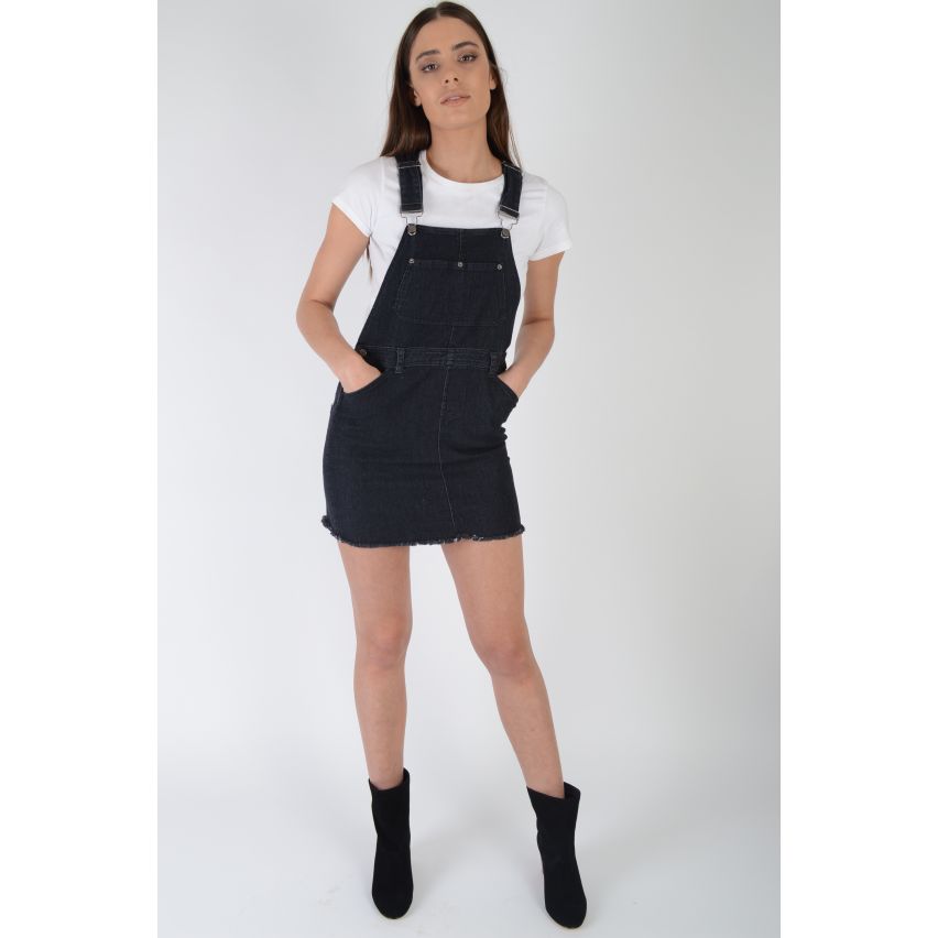 Bershka dungaree dress with button details in black | ASOS | Dungaree dress,  Denim dungaree dress, Black denim dungarees