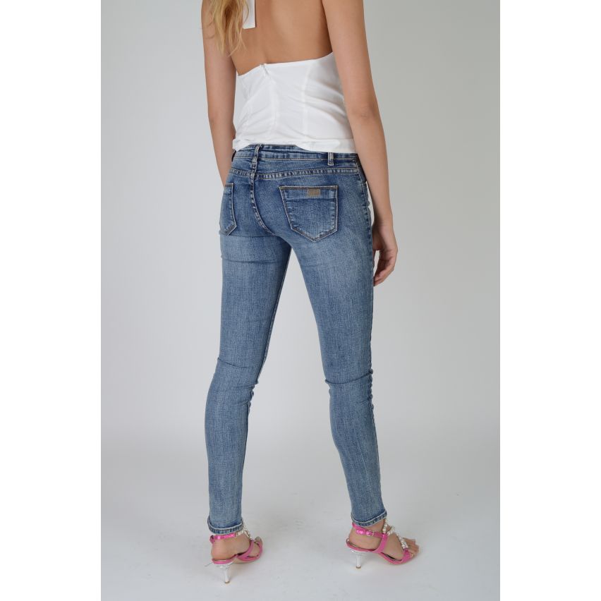 Lovemystyle Acid Wash Skinny Leg Blue Low Rise Jeans