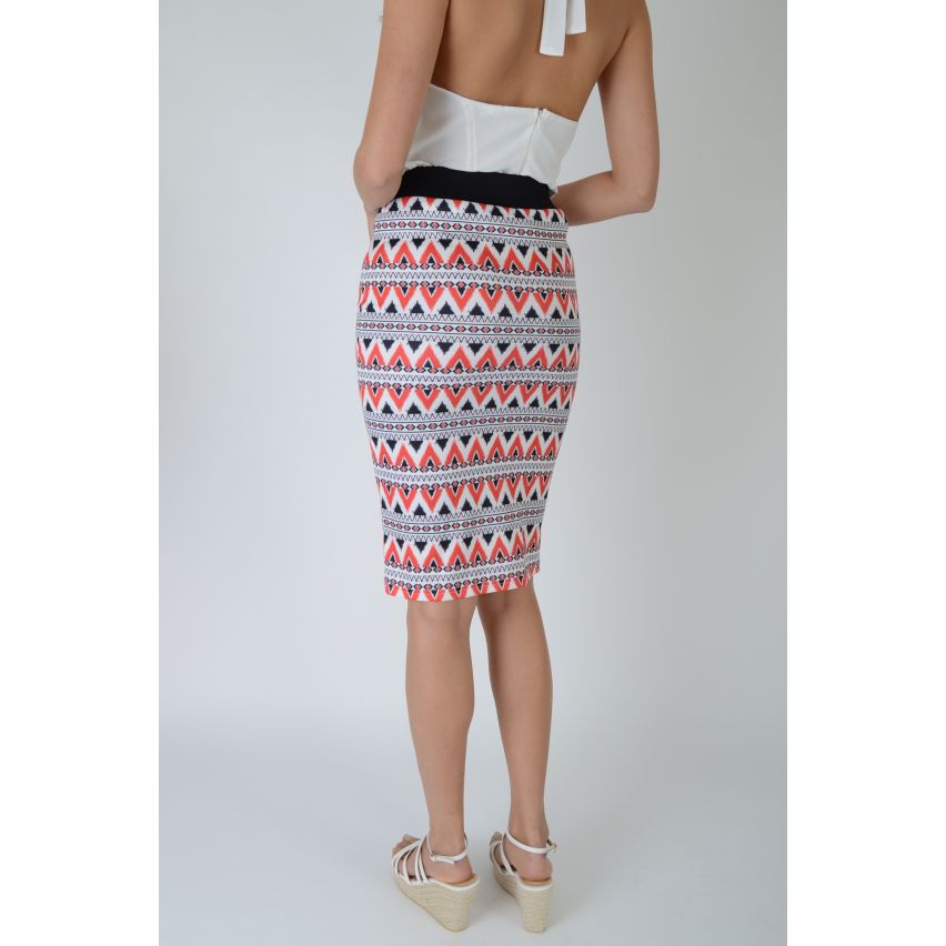 Jupe Midi Lovemystyle Bodycon avec une impression de Style aztèque